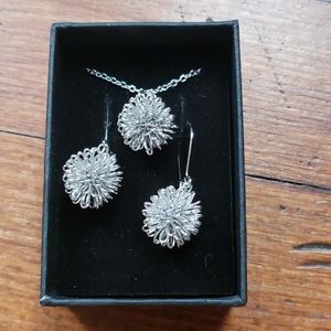 Silver necklace and earrings set